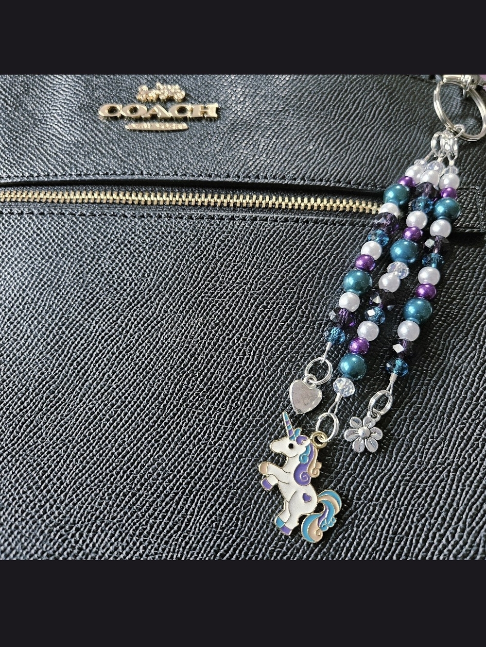 Unicorn Beaded Bag Tag Purse Charm Keychain